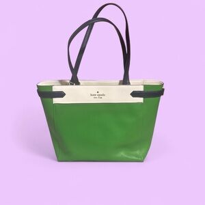 Kate Spade Vibrant Green and Cream Tote